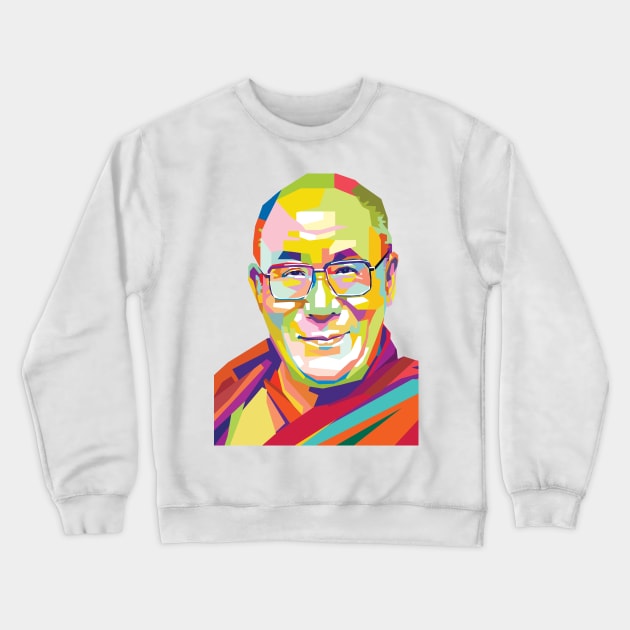 Dalai Lama in Pop Art Crewneck Sweatshirt by Mulyadi Walet